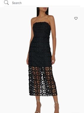 Milly Strapless Crochet Midi Dress - Black